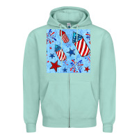 Seafoam 4th of july firecracker and star seamless  pattern Zipper Hoodie - BundleAndBundleShop