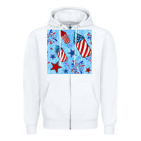 White 4th of july firecracker and star seamless  pattern Zipper Hoodie - BundleAndBundleShop