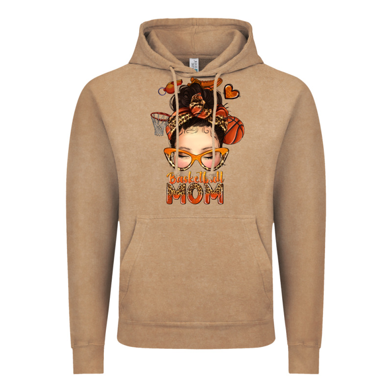 Basketball Messy Bun Mom Vintage Hoodie by texasbilliewilder | Teevron