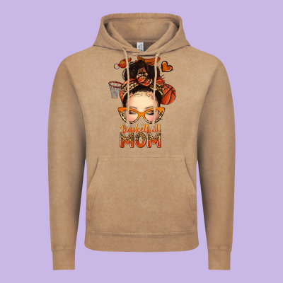 Basketball Messy Bun Mom Vintage Hoodie Designed By Texasbilliewilder