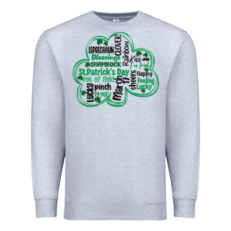 St Patricks Day Shamrock Typography Premium Sweatshirt by MaliasSmallBusiness | Teevron