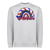 Heather Grey America rainbow Heavyweight Sweatshirt - texasbilliewilder