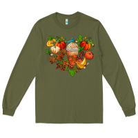 Army Green fall pumpkin heart Long Sleeve Tee - AdoDesignShop