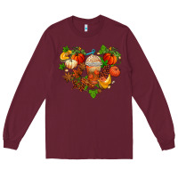 Burgundy fall pumpkin heart Long Sleeve Tee - AdoDesignShop