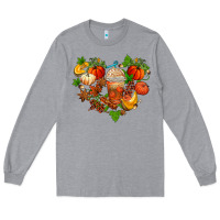 Heather Grey fall pumpkin heart Long Sleeve Tee - AdoDesignShop
