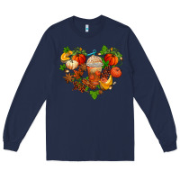 Navy fall pumpkin heart Long Sleeve Tee - AdoDesignShop