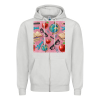 Dove Grey Teacher Seamless Pattern Zipper Hoodie - BundleAndBundleShop