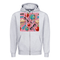 Heather Grey Teacher Seamless Pattern Zipper Hoodie - BundleAndBundleShop