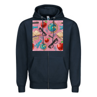 Navy Teacher Seamless Pattern Zipper Hoodie - BundleAndBundleShop