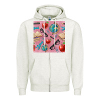 Oatmeal Heather Teacher Seamless Pattern Zipper Hoodie - BundleAndBundleShop