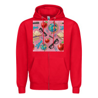 Red Teacher Seamless Pattern Zipper Hoodie - BundleAndBundleShop