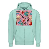 Seafoam Teacher Seamless Pattern Zipper Hoodie - BundleAndBundleShop