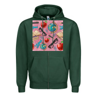 Sports Green Teacher Seamless Pattern Zipper Hoodie - BundleAndBundleShop