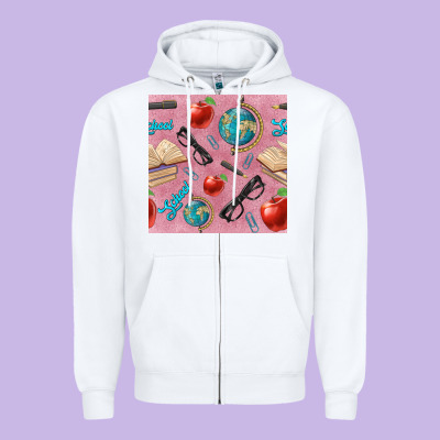 Teacher Seamless Pattern Zipper Hoodie Designed By Bundleandbundleshop