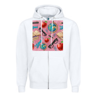 White Teacher Seamless Pattern Zipper Hoodie - BundleAndBundleShop