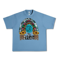 Pebble Blue western rainbow  be kind Urban Heavy Tee - RanaPortraitStore