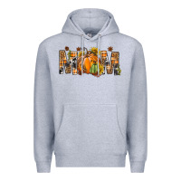 Heather Grey Western Mom With Pumpkins Premium Hoodie - BundleAndBundleShop