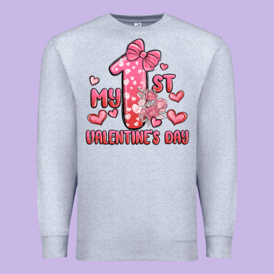 My First Valentines Day Premium Sweatshirt Designed By Maliassmallbusiness