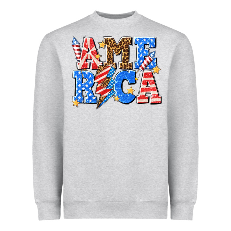 America With Lightning Bolt Heavyweight Sweatshirt by texasbilliewilder | Teevron