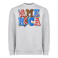 Heather Grey America with lightning bolt Heavyweight Sweatshirt - texasbilliewilder