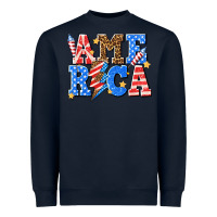 Navy America with lightning bolt Heavyweight Sweatshirt - texasbilliewilder