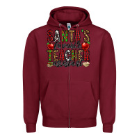 Burgundy santa's favorite teacher assistant Zipper Hoodie - Jasminsmagicworld