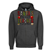 Charcoal Heather santa's favorite teacher assistant Zipper Hoodie - Jasminsmagicworld