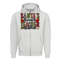 Dove Grey santa's favorite teacher assistant Zipper Hoodie - Jasminsmagicworld