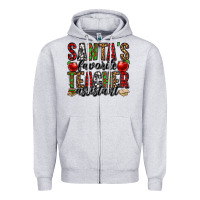 Heather Grey santa's favorite teacher assistant Zipper Hoodie - Jasminsmagicworld