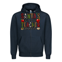Navy santa's favorite teacher assistant Zipper Hoodie - Jasminsmagicworld