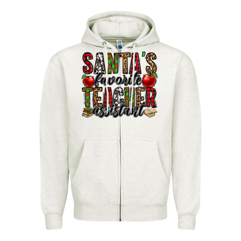 Santa's Favorite Teacher Assistant Zipper Hoodie by Jasminsmagicworld | Teevron