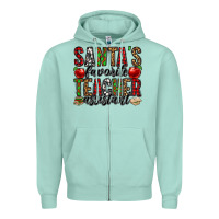 Seafoam santa's favorite teacher assistant Zipper Hoodie - Jasminsmagicworld