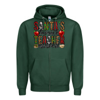 Sports Green santa's favorite teacher assistant Zipper Hoodie - Jasminsmagicworld