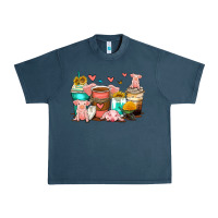 Midnight Navy pigs coffee cups Urban Heavy Tee - Zillion Design Studio