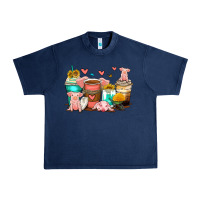 Navy pigs coffee cups Urban Heavy Tee - Zillion Design Studio