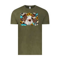 Vintage Olive cowhide leopard calf Vintage Tee - RanaPortraitStore