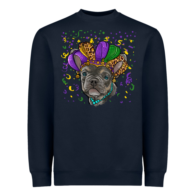 Mardi Gras French Bulldog Heavyweight Sweatshirt by RanaPortraitStore | Teevron