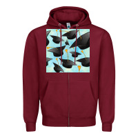 Burgundy graduation cap seamless pattern Zipper Hoodie - BundleAndBundleShop