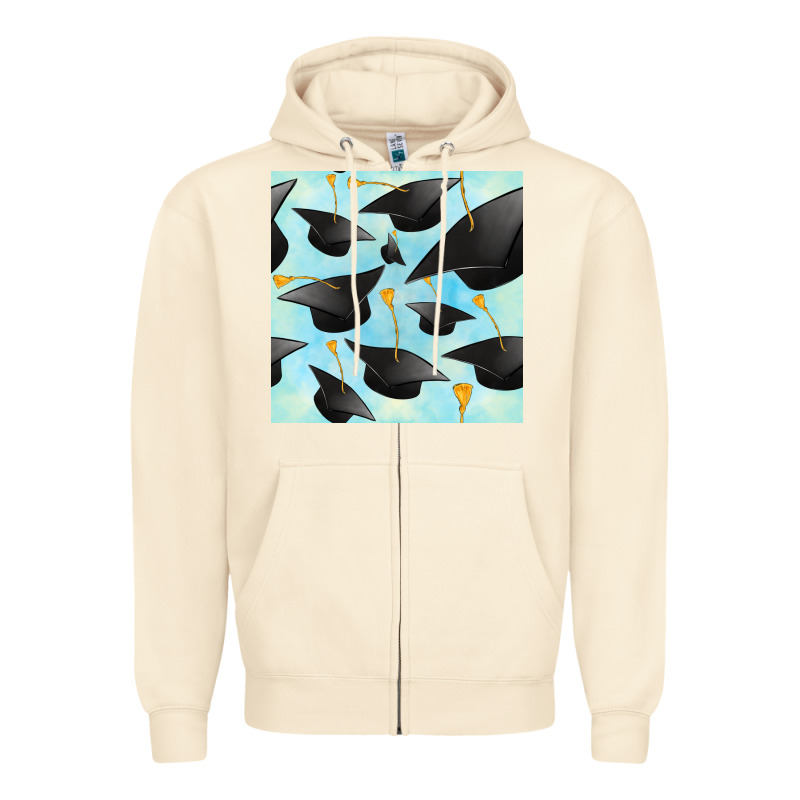 Graduation Cap Seamless Pattern Zipper Hoodie by BundleAndBundleShop | Teevron