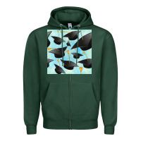 Sports Green graduation cap seamless pattern Zipper Hoodie - BundleAndBundleShop