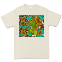 Bone cactus and sunflowers turquoise leopard cowhide Premium Tee - Artiststas