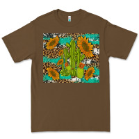 Cacao cactus and sunflowers turquoise leopard cowhide Premium Tee - Artiststas