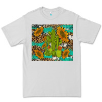 Dove Grey cactus and sunflowers turquoise leopard cowhide Premium Tee - Artiststas