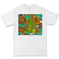 White cactus and sunflowers turquoise leopard cowhide Premium Tee - Artiststas