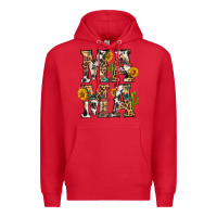 Red Western Mama With Sunflowers Premium Hoodie - BundleAndBundleShop