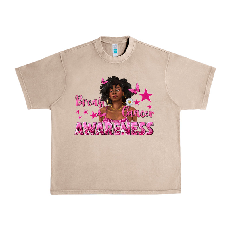 Breast Cancer Awareness With Afro Woman Urban Heavy Tee by texasbilliewilder | Teevron