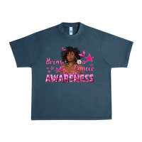 Midnight Navy Breast Cancer Awareness with Afro Woman Urban Heavy Tee - texasbilliewilder