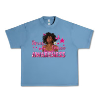 Pebble Blue Breast Cancer Awareness with Afro Woman Urban Heavy Tee - texasbilliewilder