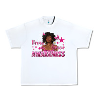White Breast Cancer Awareness with Afro Woman Urban Heavy Tee - texasbilliewilder