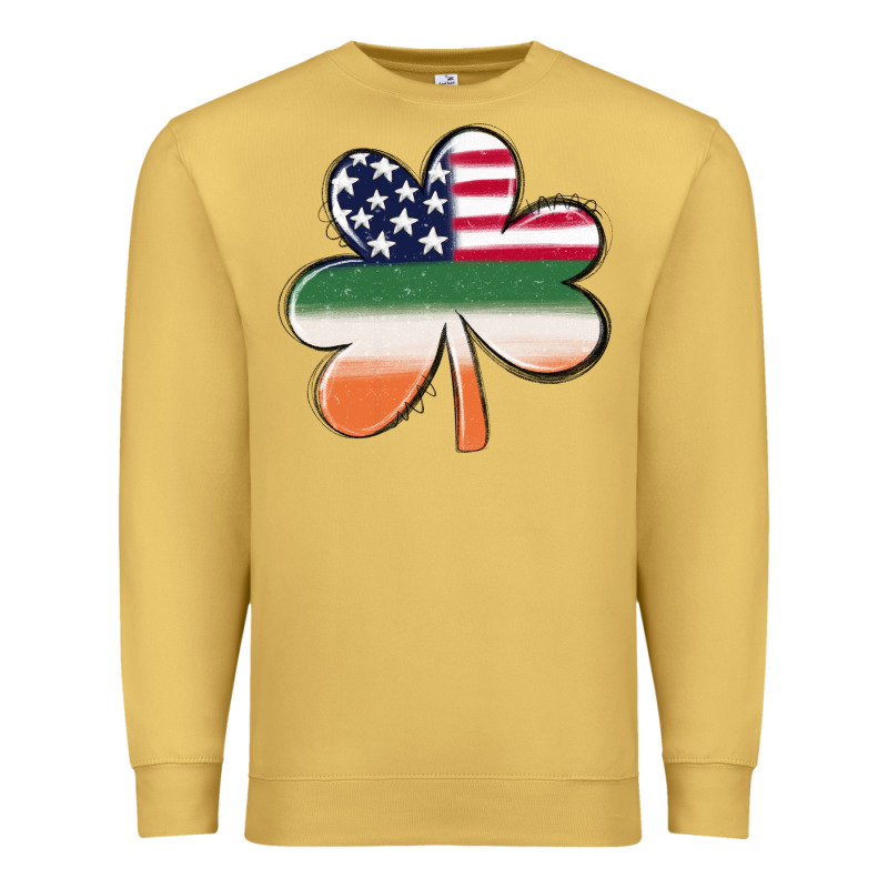 St Patricks Day Shamrock American Flag Premium Sweatshirt by MaliasSmallBusiness | Teevron